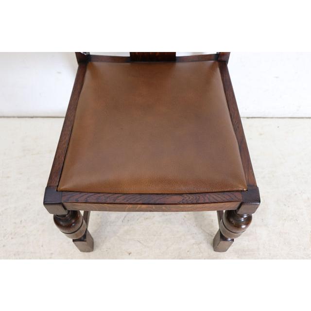 dn-50　1940年代イギリス製アンティーク ソリッドオーク 無垢材 レザーシート 本革 ダブルカップレッグ ダイニングチェア 椅子 いす イス（A） |  | 08