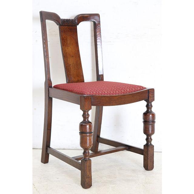 dn-51　1940年代イギリス製アンティーク ソリッドオーク 無垢材 ブドウのデザインの彫刻 ダブルカップレッグ ダイニングチェア 椅子 いす イス |  | 17