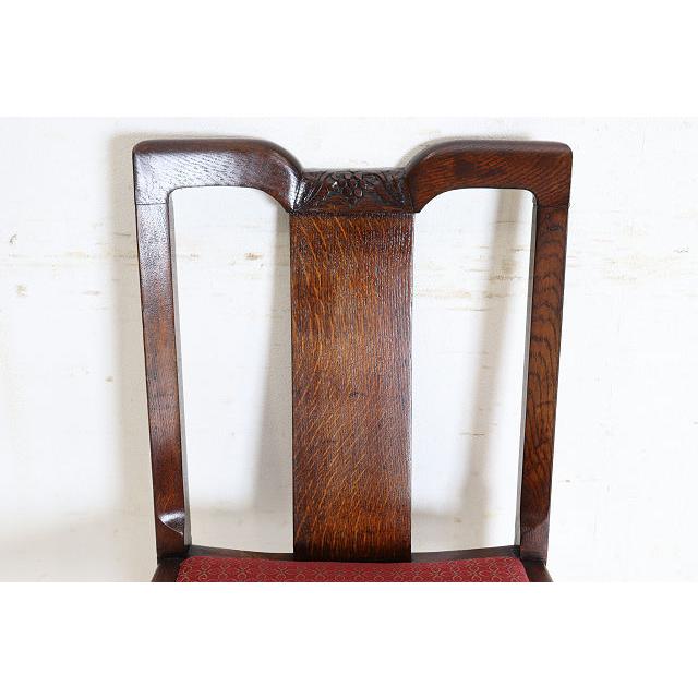 dn-51　1940年代イギリス製アンティーク ソリッドオーク 無垢材 ブドウのデザインの彫刻 ダブルカップレッグ ダイニングチェア 椅子 いす イス |  | 07