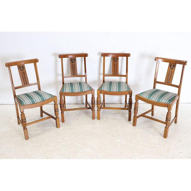 dn-8　1960年代イギリス製ビンテージ オーク ダブルカップレッグ ダイニングチェア 4脚セット 椅子 いす イス 小型 |  | 01