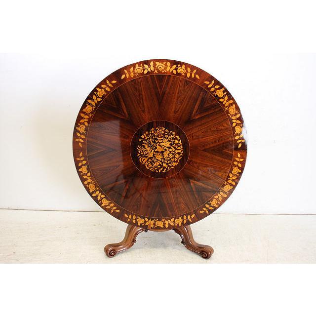 dt-22　1880年代イギリス製アンティーク　ビクトリアン　ローズウッド　チップトップアップ　ラウンド　インレイド　ダイニングテーブル |  | 14