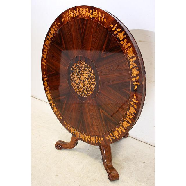 dt-22　1880年代イギリス製アンティーク　ビクトリアン　ローズウッド　チップトップアップ　ラウンド　インレイド　ダイニングテーブル |  | 15