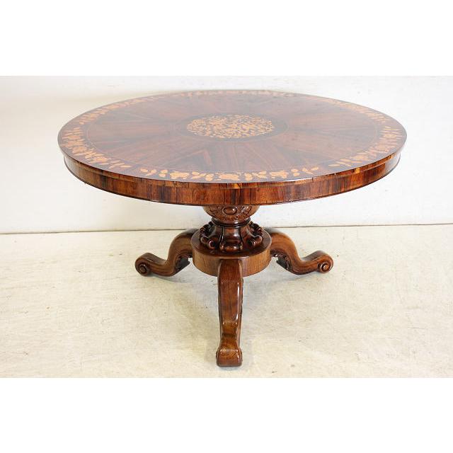 dt-22　1880年代イギリス製アンティーク　ビクトリアン　ローズウッド　チップトップアップ　ラウンド　インレイド　ダイニングテーブル |  | 02