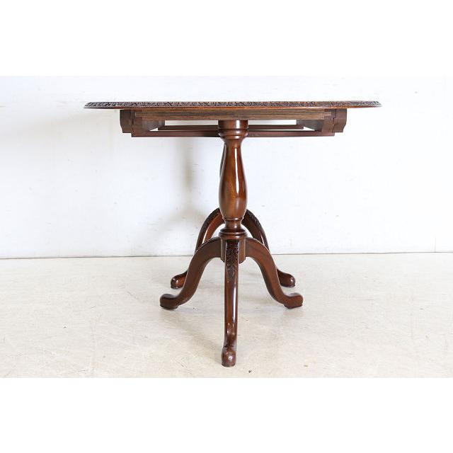 dt-2　1960年代イギリス製ビンテージ ウォルナット クイーンアンスタイル ペデスタル ダイニングテーブル 二本脚 食卓 |  | 11