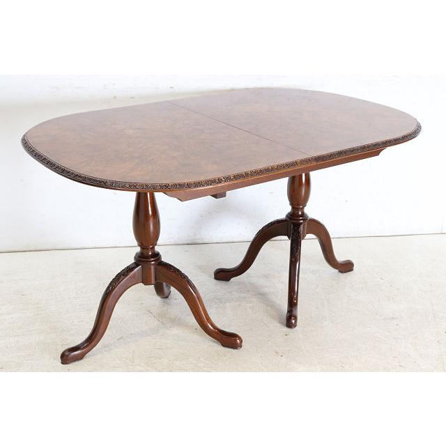 dt-2　1960年代イギリス製ビンテージ ウォルナット クイーンアンスタイル ペデスタル ダイニングテーブル 二本脚 食卓 |  | 16