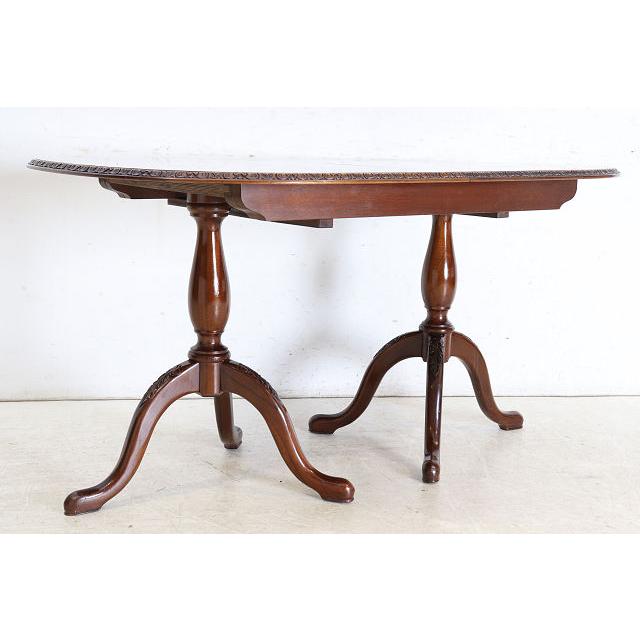 dt-2　1960年代イギリス製ビンテージ ウォルナット クイーンアンスタイル ペデスタル ダイニングテーブル 二本脚 食卓 |  | 17