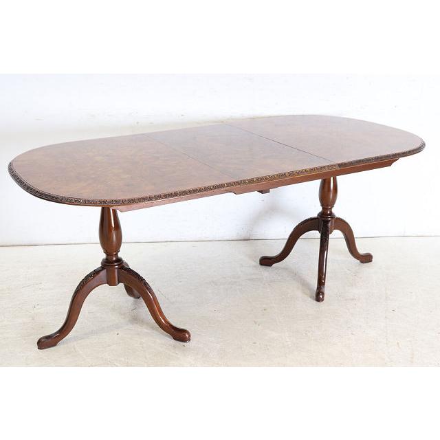 dt-2　1960年代イギリス製ビンテージ ウォルナット クイーンアンスタイル ペデスタル ダイニングテーブル 二本脚 食卓 |  | 18