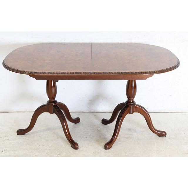 dt-2　1960年代イギリス製ビンテージ ウォルナット クイーンアンスタイル ペデスタル ダイニングテーブル 二本脚 食卓 |  | 03