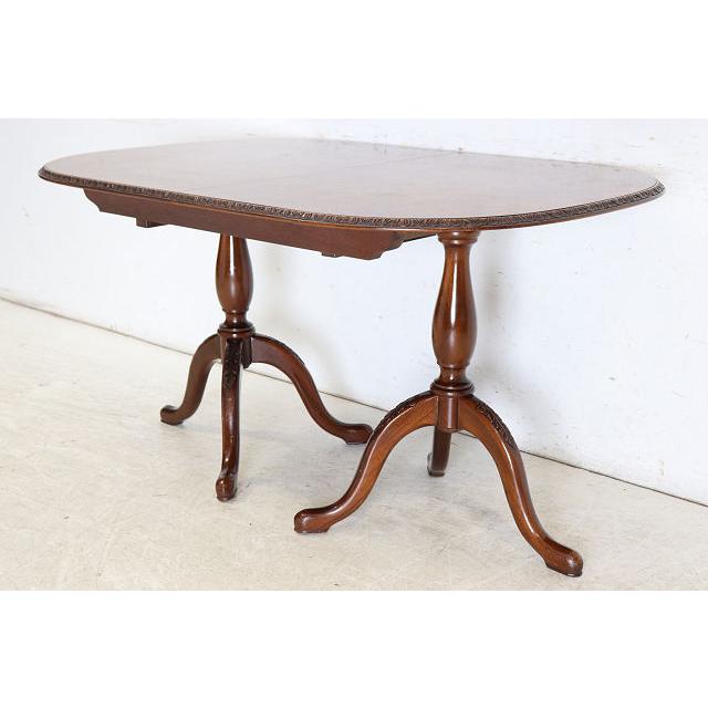 dt-2　1960年代イギリス製ビンテージ ウォルナット クイーンアンスタイル ペデスタル ダイニングテーブル 二本脚 食卓 |  | 04