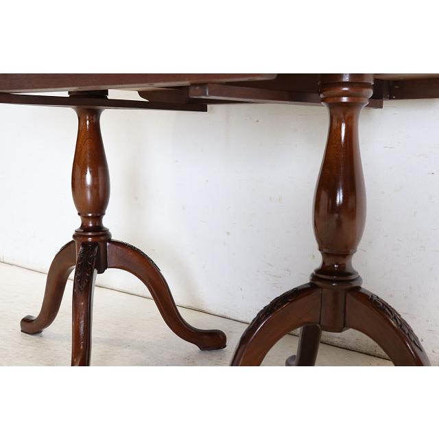 dt-2　1960年代イギリス製ビンテージ ウォルナット クイーンアンスタイル ペデスタル ダイニングテーブル 二本脚 食卓 |  | 08