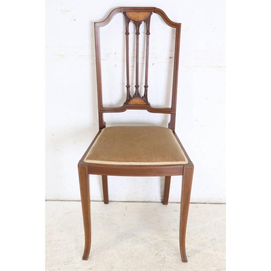 英国アンティーク家具 1910年代 マホガニー材 エドワーディアン様式 象嵌細工（インレイ） サロンチェア ダイニングチェア 英国製 (G-15) | 