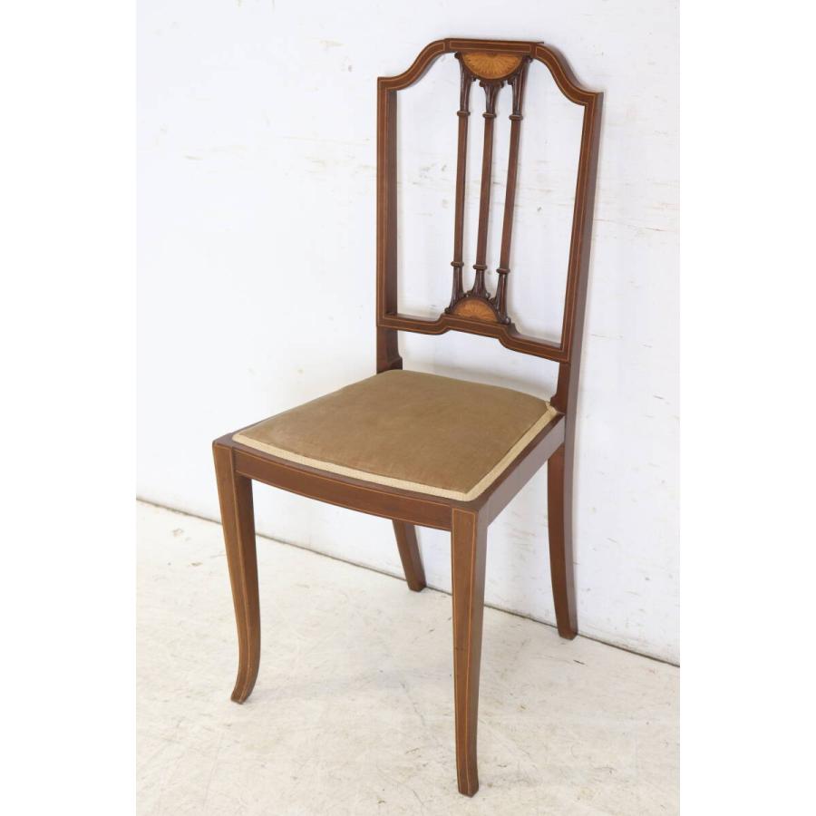 英国アンティーク家具 1910年代 マホガニー材 エドワーディアン様式 象嵌細工（インレイ） サロンチェア ダイニングチェア 英国製 (G-15) |  | 02