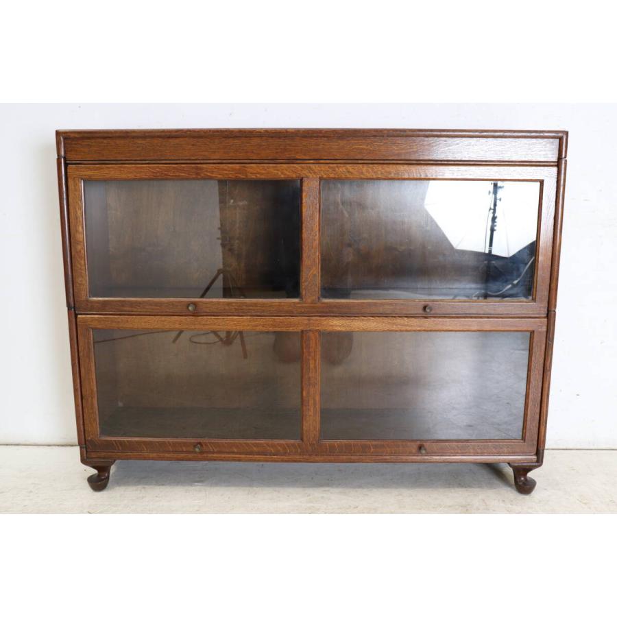 英国アンティーク家具 英国製 1930年代 オーク材 スタッキングブックケース 2段 バリスターブックケース ガラス扉 本棚 書棚 キャビネット (G-35) |  | 04