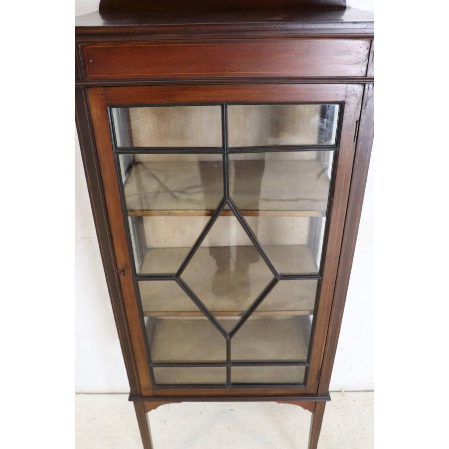 英国アンティーク家具 英国製 1910年代 エドワーディアン マホガニー材 インレイド ガラスキャビネット コレクションケース 飾り棚 (G-40) |  | 05