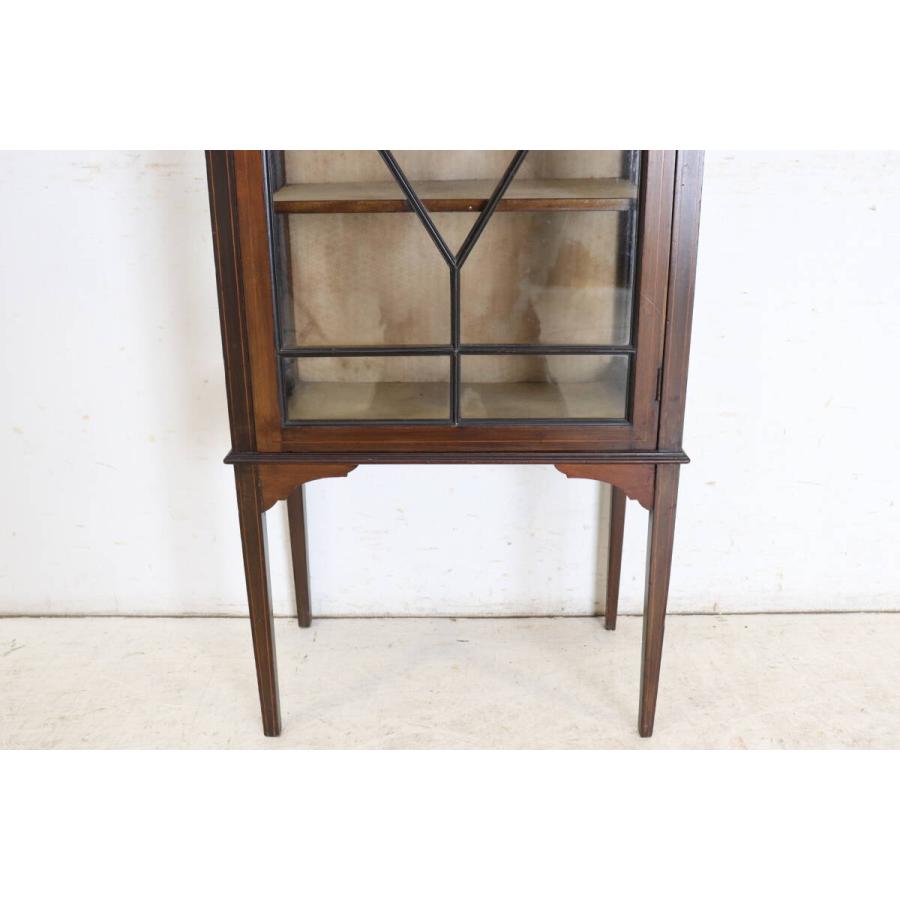 英国アンティーク家具 英国製 1910年代 エドワーディアン マホガニー材 インレイド ガラスキャビネット コレクションケース 飾り棚 (G-40) |  | 06