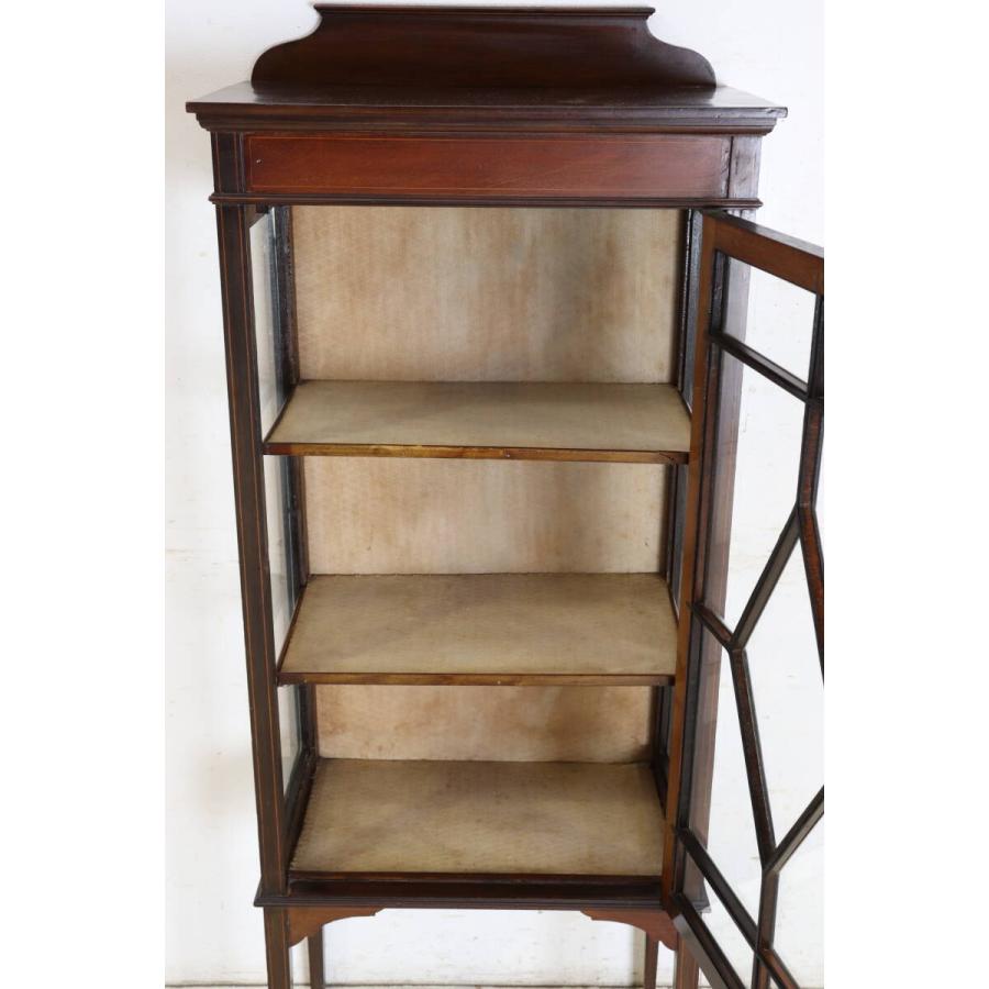 英国アンティーク家具 英国製 1910年代 エドワーディアン マホガニー材 インレイド ガラスキャビネット コレクションケース 飾り棚 (G-40) |  | 07