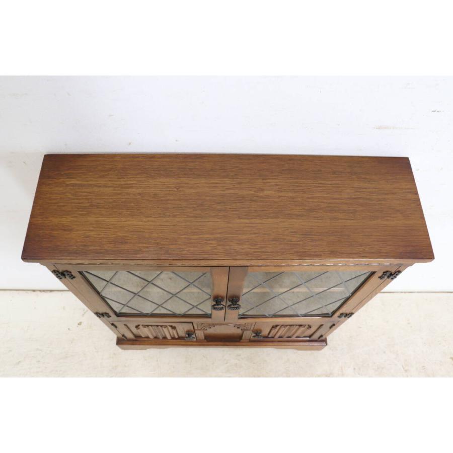 英国製 1970年代 Jaycee Furniture 無垢オーク材 リードガラス ブックケース 本棚 書棚 キャビネット 飾り棚 アンティーク家具 (G-44) |  | 03
