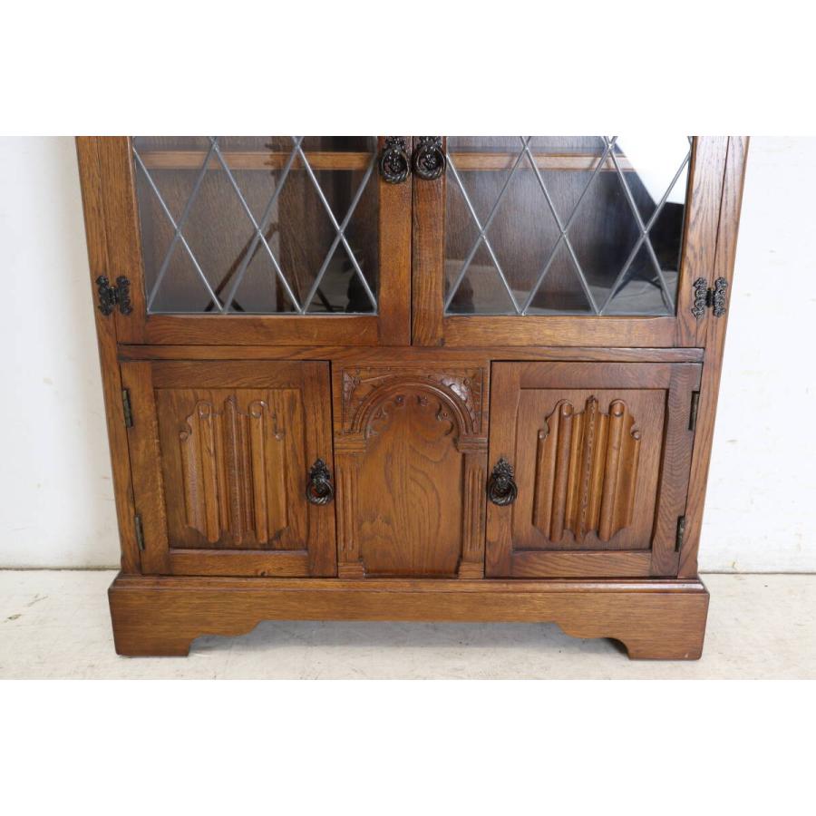 英国製 1970年代 Jaycee Furniture 無垢オーク材 リードガラス ブックケース 本棚 書棚 キャビネット 飾り棚 アンティーク家具 (G-44) |  | 05