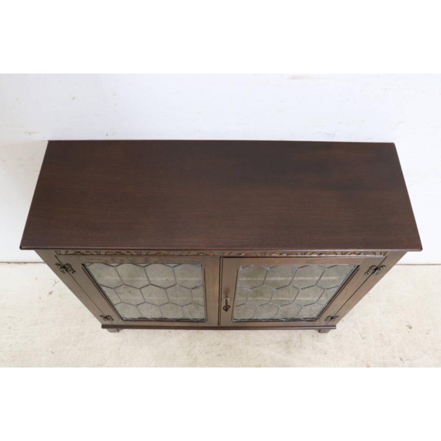 英国製 1970年代 Jaycee Furniture ジェイシー オーク材 ステンドグラス ブックケース ガラスキャビネット 飾り棚 アンティーク家具 (G-64) |  | 04