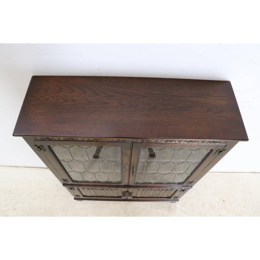 英国製 1960年代 Jaycee Furniture ジェイシー オーク材 ステンドガラス ライブラリーキャビネット ブックケース 本棚 飾り棚 アンティーク家具 (G-65) |  | 04