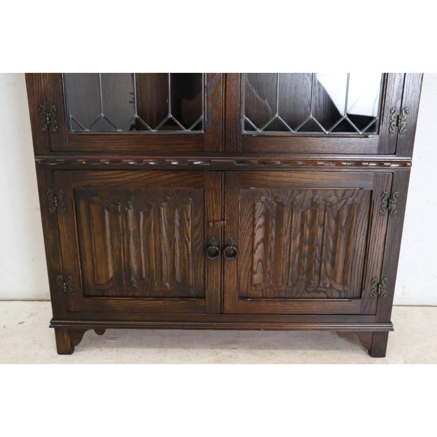英国製 1960年代 Jaycee Furniture ジェイシー オーク材 ステンドガラス ライブラリーキャビネット ブックケース 本棚 飾り棚 アンティーク家具 (G-65) |  | 06