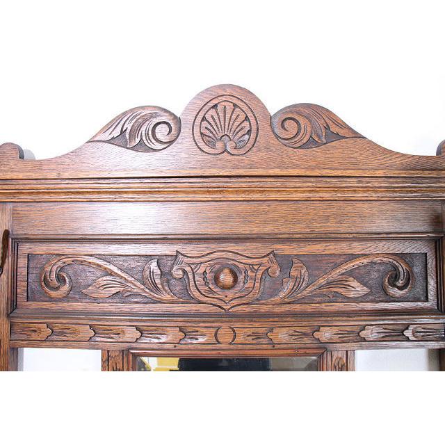 hs-6　1890年代 イギリス製 アンティーク　ビクトリアン　オーク　鏡付き　ホールスタンド　コートハンガー |  | 10