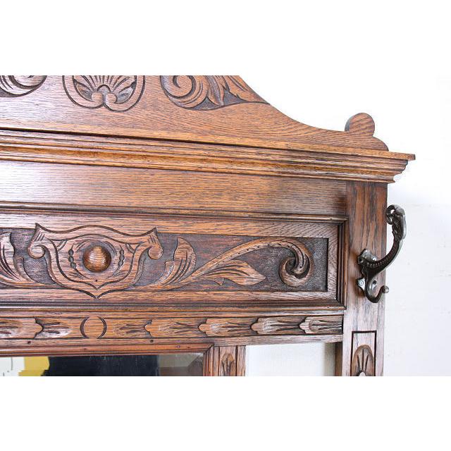 hs-6　1890年代 イギリス製 アンティーク　ビクトリアン　オーク　鏡付き　ホールスタンド　コートハンガー |  | 11