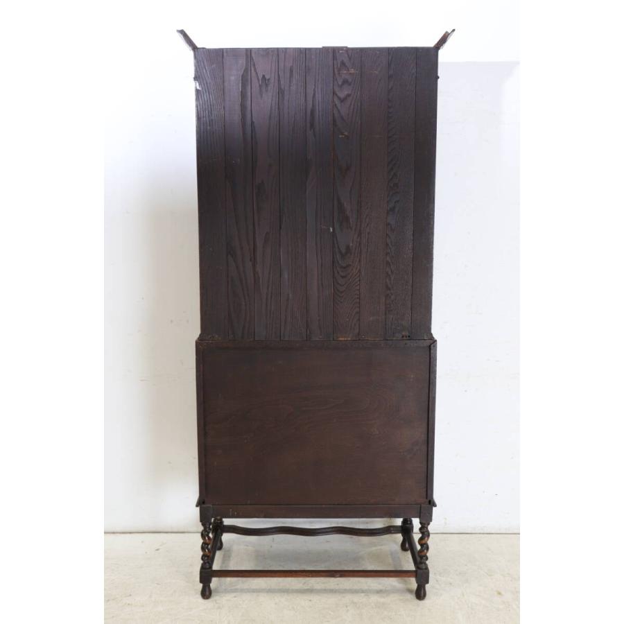 【希少・美品】1920年代 英国アンティーク オーク ゴシック様式 ビューローブックケース ステンドグラス ライティングデスク 本棚 (md-21) |  | 09