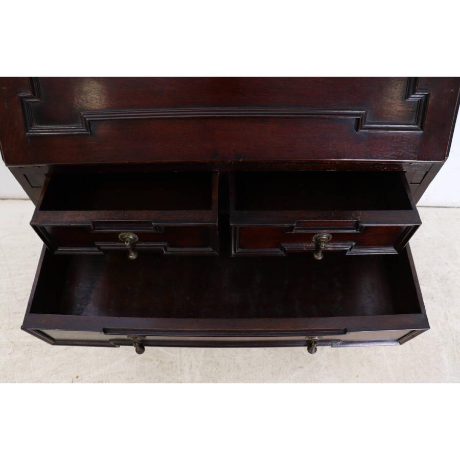 【希少・美品】1920年代 英国アンティーク オーク ゴシック様式 ビューローブックケース ステンドグラス ライティングデスク 本棚 (md-21) |  | 08
