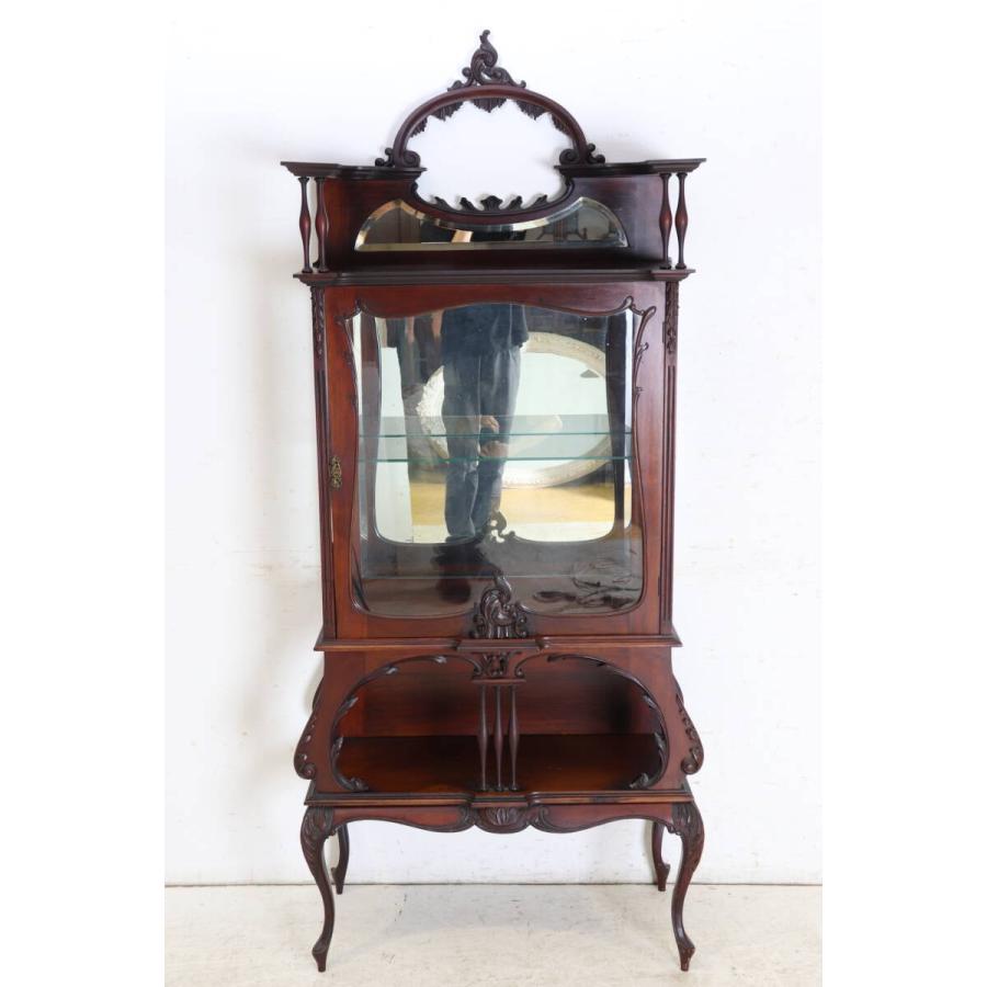 【イギリス家具】1890年代 英国アンティーク ビクトリアン ミラーバック 小型エンパイヤキャビネット マホガニー 飾棚 クラシカル (md-27) |  | 01