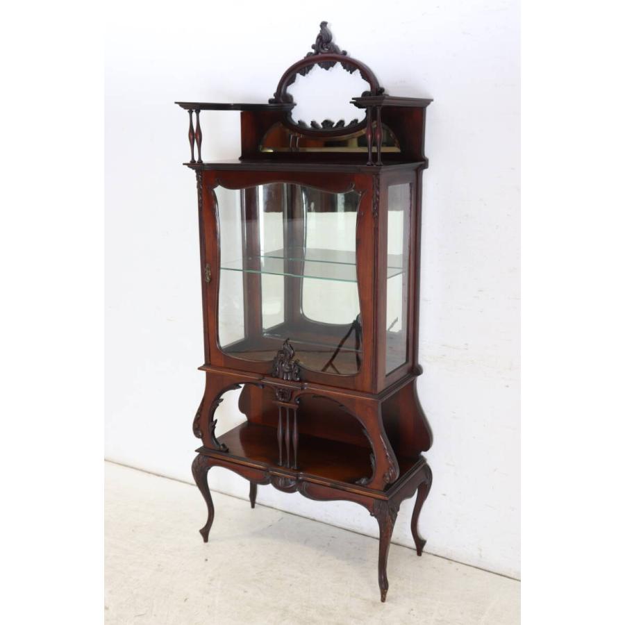 【イギリス家具】1890年代 英国アンティーク ビクトリアン ミラーバック 小型エンパイヤキャビネット マホガニー 飾棚 クラシカル (md-27) |  | 02
