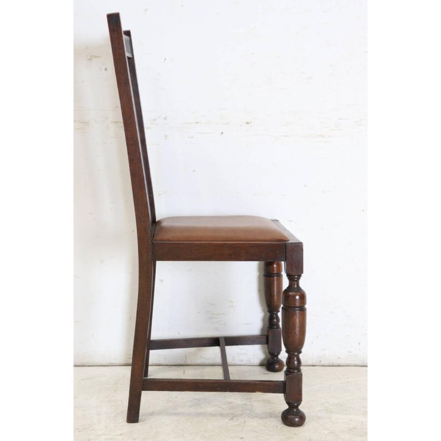 【美品】1940年代 イギリス製 アンティーク オーク ハイバック ダブルカップレッグ ダイニングチェア 椅子 いす イス isu (B)　md-48 |  | 09