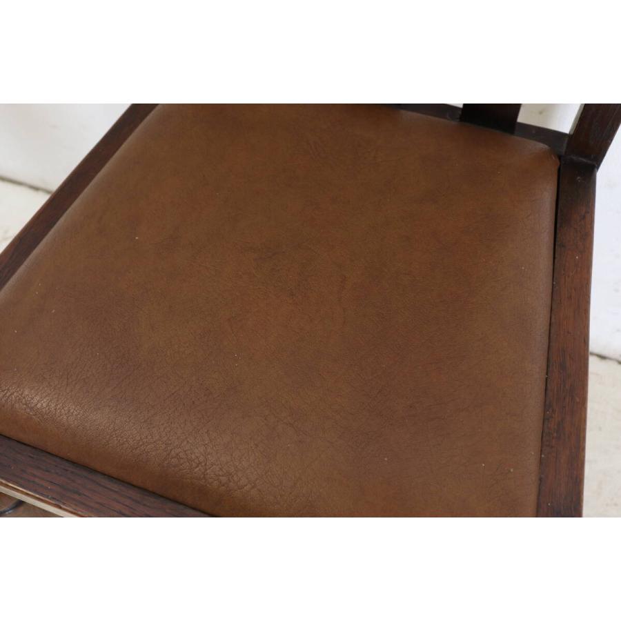 【美品】1940年代 イギリス製 アンティーク オーク ハイバック ダブルカップレッグ ダイニングチェア 椅子 いす イス isu (B)　md-48 |  | 06