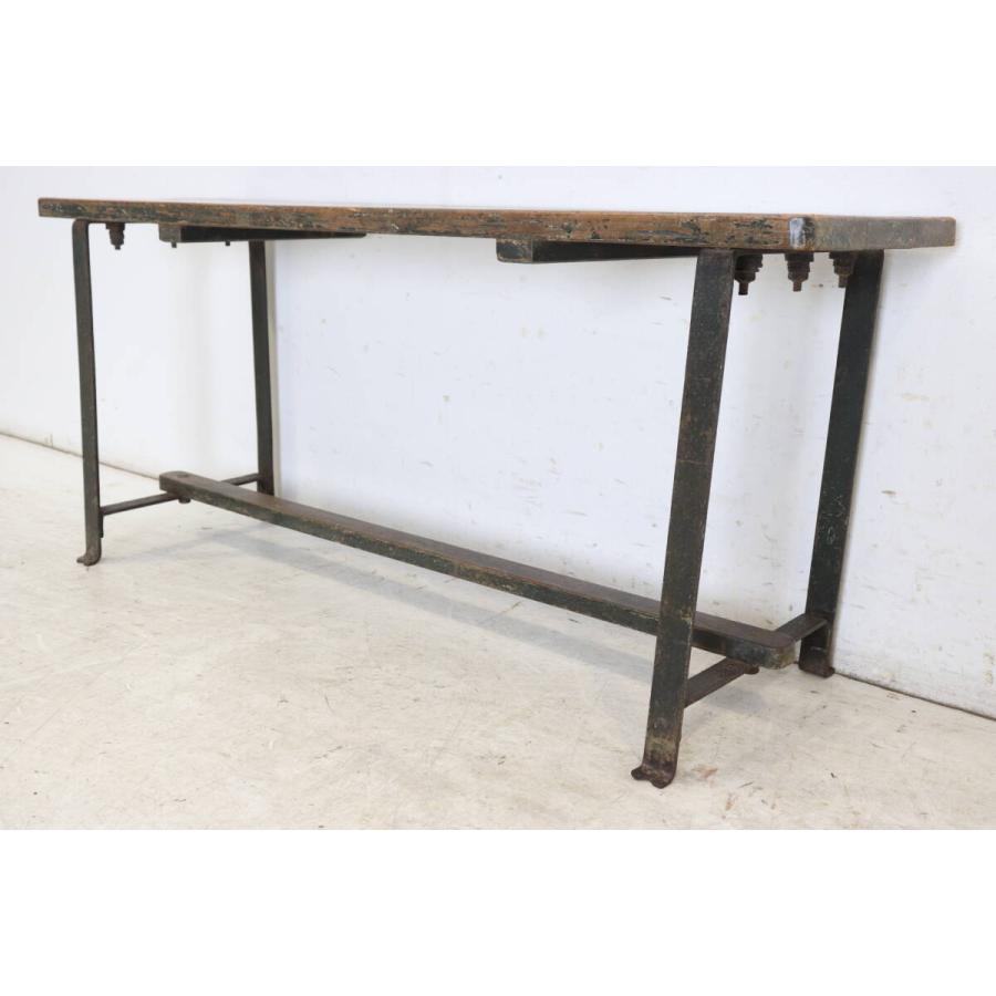 1940〜1950年代頃 フレンチ アンティーク アイアンベンチ 作業台 古材 木製 ベンチ 花台 店舗什器 工業系 フランス インダストリアル md-50 |  | 07