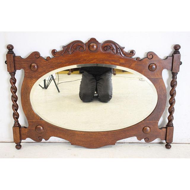 mr-2　1920年代イギリス製アンティーク　ヴィクトリアン　オーク　バリーシュガーツイスト　ウォールミラー　壁掛け鏡 |  | 01