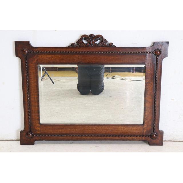 mr-4　1920年代イギリス製アンティーク オーク 四角 スクエア 彫刻された ウォールミラー 壁掛け鏡 ビンテージ レトロ 木製 送料無料 |  | 01