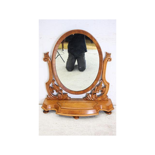 mr-7　1890年代 イギリス製 アンティーク　ビクトリアン　ウォルナット　テーブルミラー　卓上鏡　スタンディングミラー　大型鏡 |  | 01