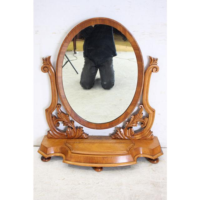 mr-7　1890年代 イギリス製 アンティーク　ビクトリアン　ウォルナット　テーブルミラー　卓上鏡　スタンディングミラー　大型鏡 |  | 03