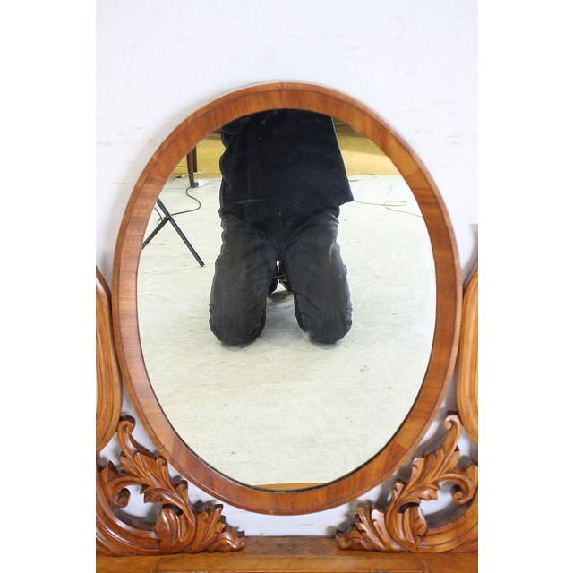 mr-7　1890年代 イギリス製 アンティーク　ビクトリアン　ウォルナット　テーブルミラー　卓上鏡　スタンディングミラー　大型鏡 |  | 04