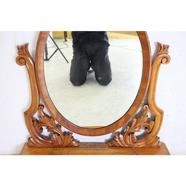 mr-7　1890年代 イギリス製 アンティーク　ビクトリアン　ウォルナット　テーブルミラー　卓上鏡　スタンディングミラー　大型鏡 |  | 05