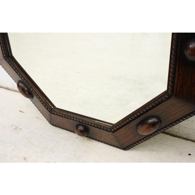 mr-9　1930年代イギリス製アンティーク　オーク　八角　彫刻　壁掛け鏡　ウォールミラー　 |  | 10