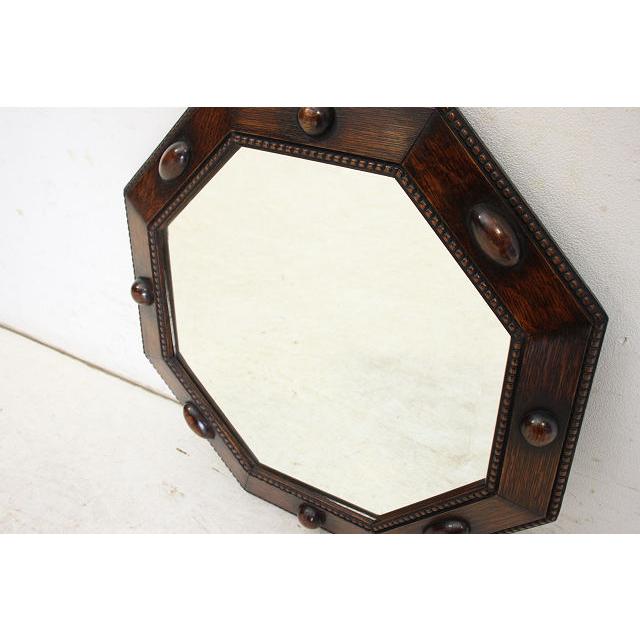 mr-9　1930年代イギリス製アンティーク　オーク　八角　彫刻　壁掛け鏡　ウォールミラー　 |  | 11