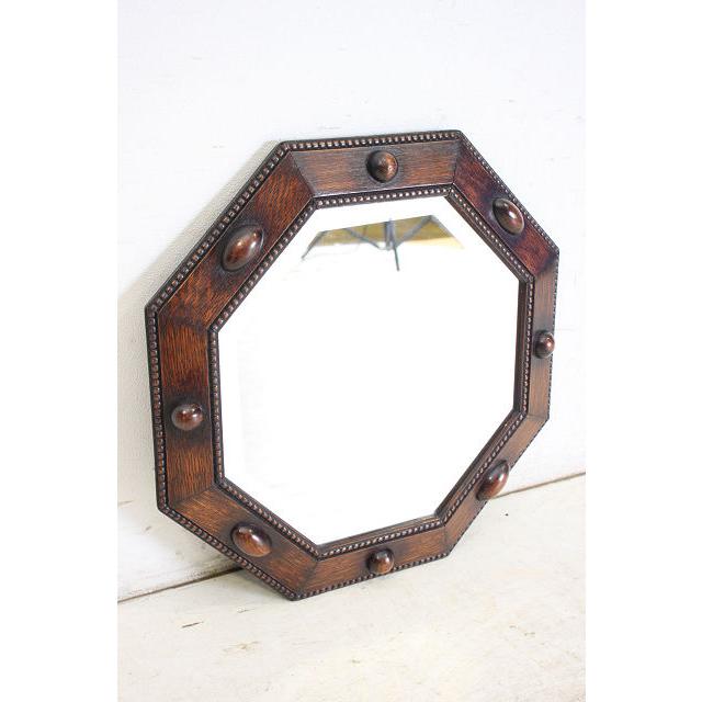 mr-9　1930年代イギリス製アンティーク　オーク　八角　彫刻　壁掛け鏡　ウォールミラー　 |  | 12