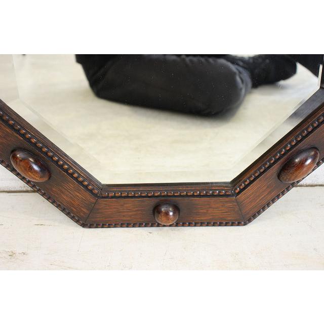 mr-9　1930年代イギリス製アンティーク　オーク　八角　彫刻　壁掛け鏡　ウォールミラー　 |  | 16