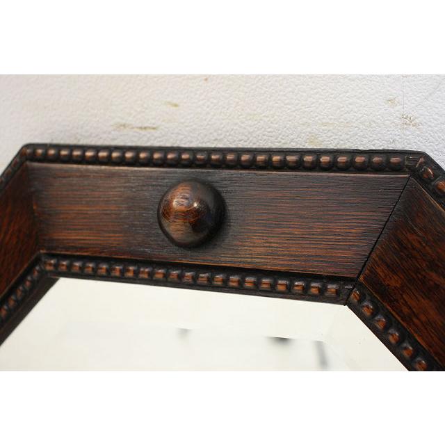 mr-9　1930年代イギリス製アンティーク　オーク　八角　彫刻　壁掛け鏡　ウォールミラー　 |  | 03