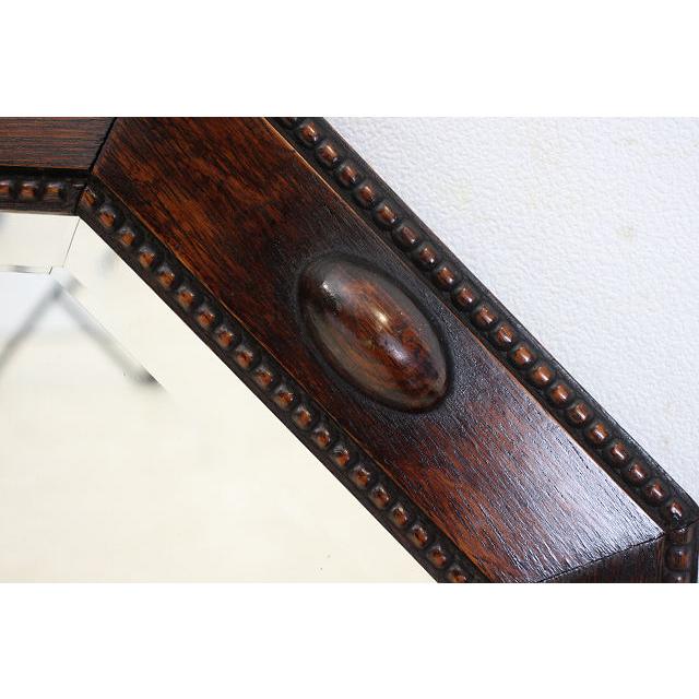 mr-9　1930年代イギリス製アンティーク　オーク　八角　彫刻　壁掛け鏡　ウォールミラー　 |  | 04