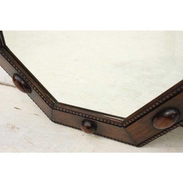 mr-9　1930年代イギリス製アンティーク　オーク　八角　彫刻　壁掛け鏡　ウォールミラー　 |  | 06