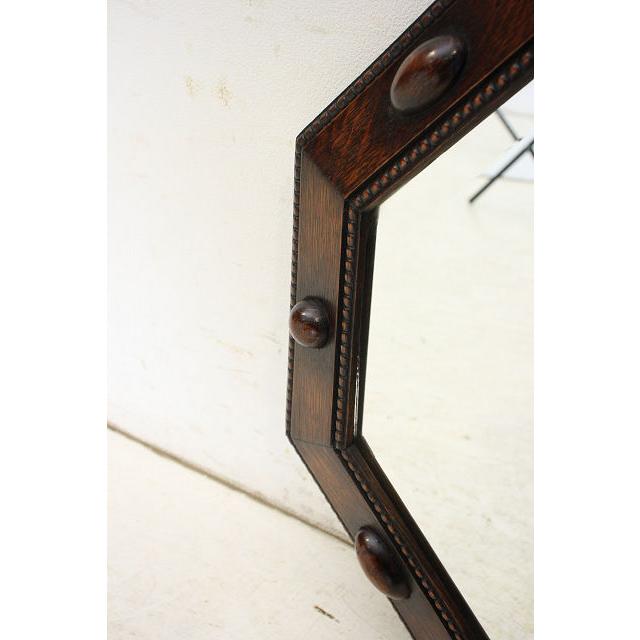 mr-9　1930年代イギリス製アンティーク　オーク　八角　彫刻　壁掛け鏡　ウォールミラー　 |  | 08