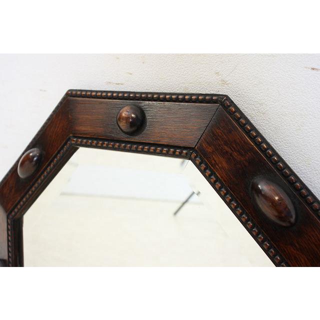 mr-9　1930年代イギリス製アンティーク　オーク　八角　彫刻　壁掛け鏡　ウォールミラー　 |  | 09