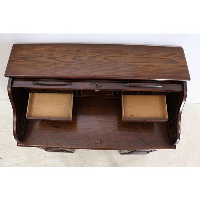 nd-10　1890年代イギリス製アンティーク　オーク　ビクトリアン　ロールトップデスク　ニーホールデスク　書斎机 |  | 11